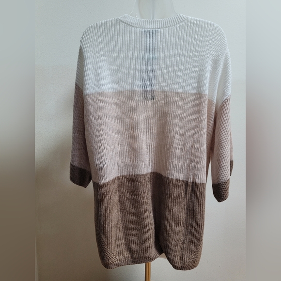 Matty M Women's Color Block Sweater - Cream, Taupe, and Brown - Picture 3 of 10